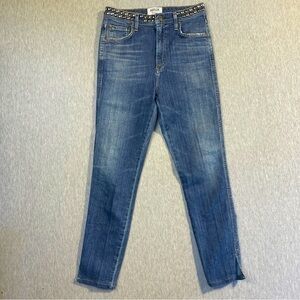 Agolde High Rise Jeans Women’s Size 26 Medium Wash Blue Skinny Crop Studded